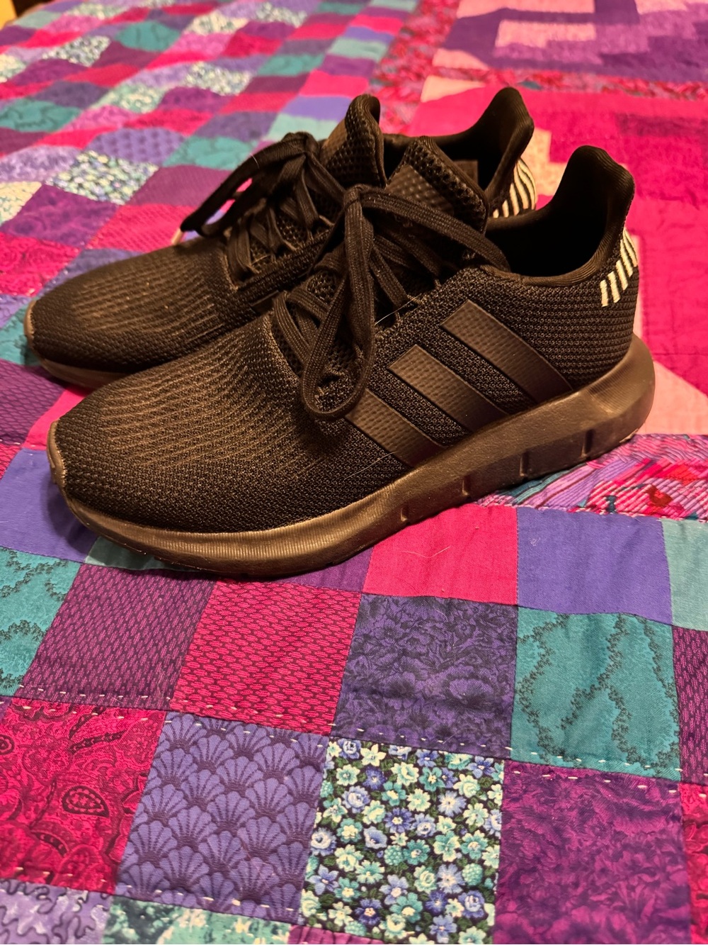 adidas Black Knit Lace-Up Sneakers